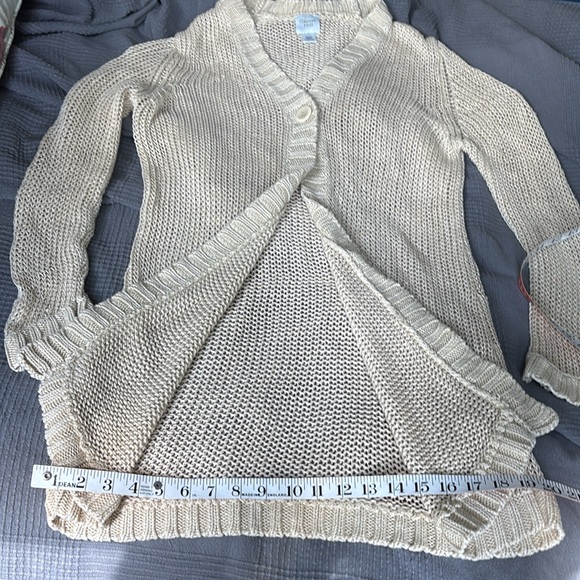 Garnet Hill Linen Cardigan Sweater Size Small Beige - Picture 9 of 12